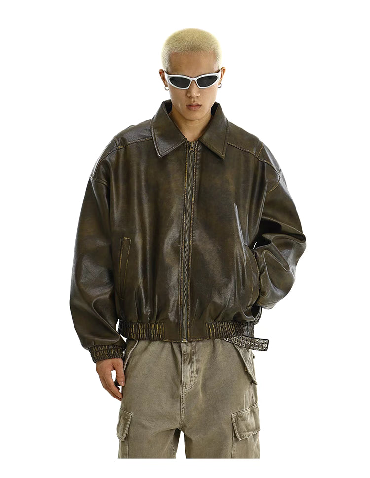 Washed Vintage Leather Jacket