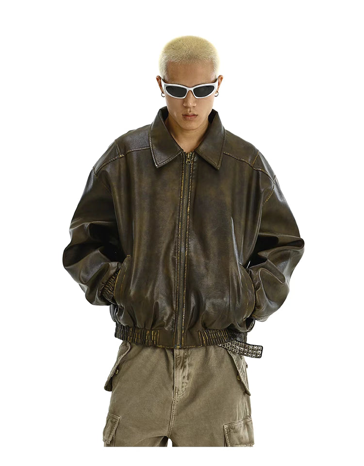 Washed Vintage Leather Jacket