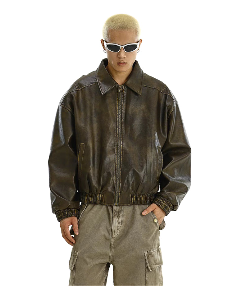 Washed Vintage Leather Jacket