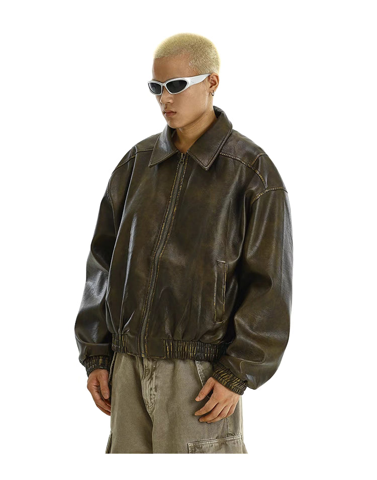 Washed Vintage Leather Jacket