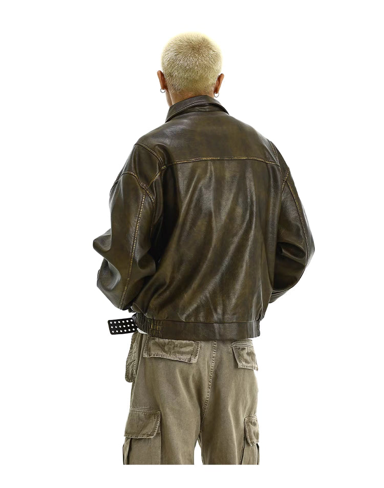 Washed Vintage Leather Jacket
