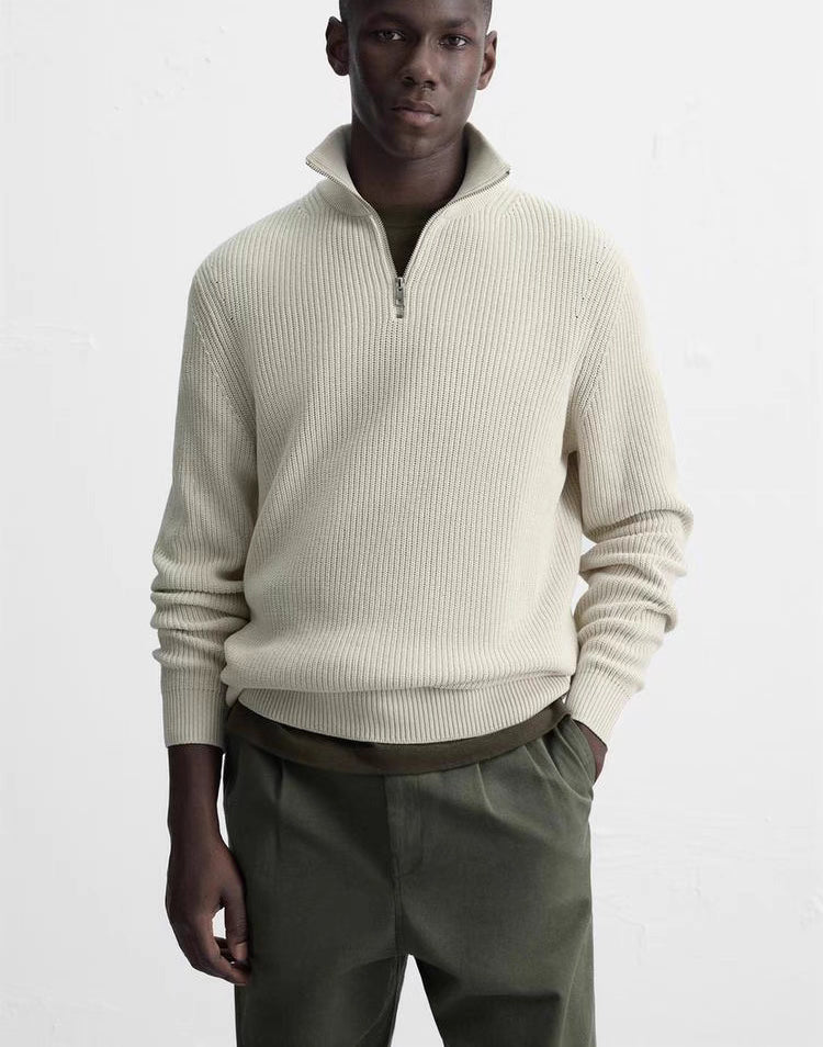 Basic Knit Zip Sweater