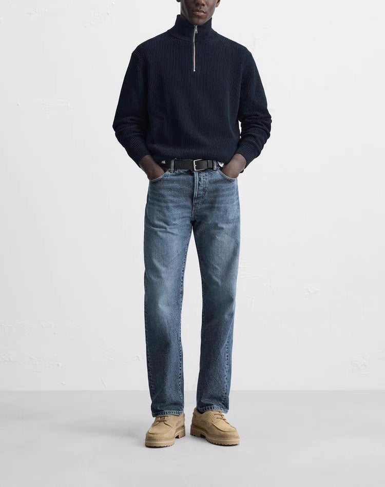 Basic Knit Zip Sweater