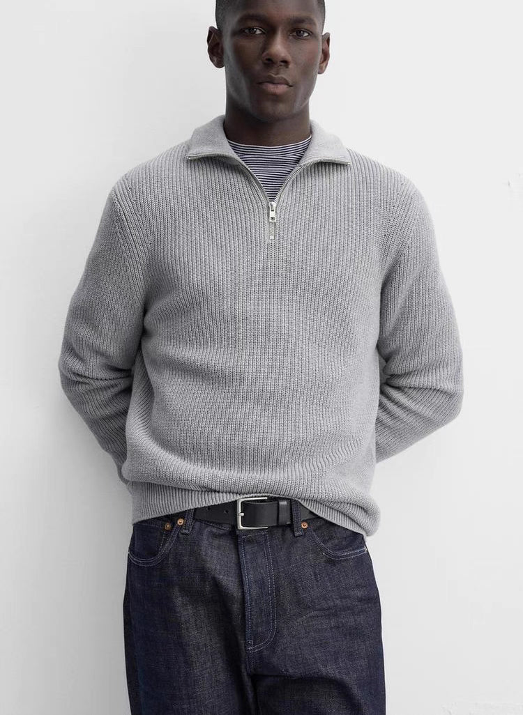 Basic Knit Zip Sweater