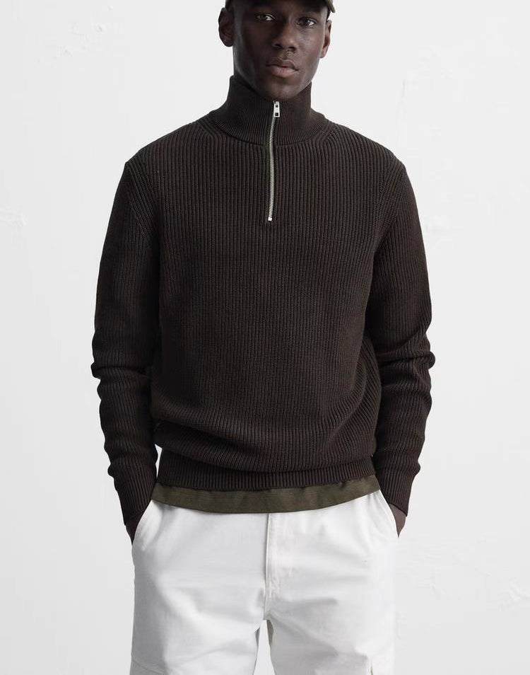 Basic Knit Zip Sweater